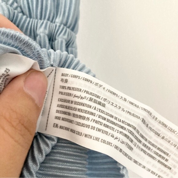 NWT Abercrombie & Fitch Top Ribbed Pastel‎ Metallic Sheen V Neck Peplum S - Picture 5 of 5